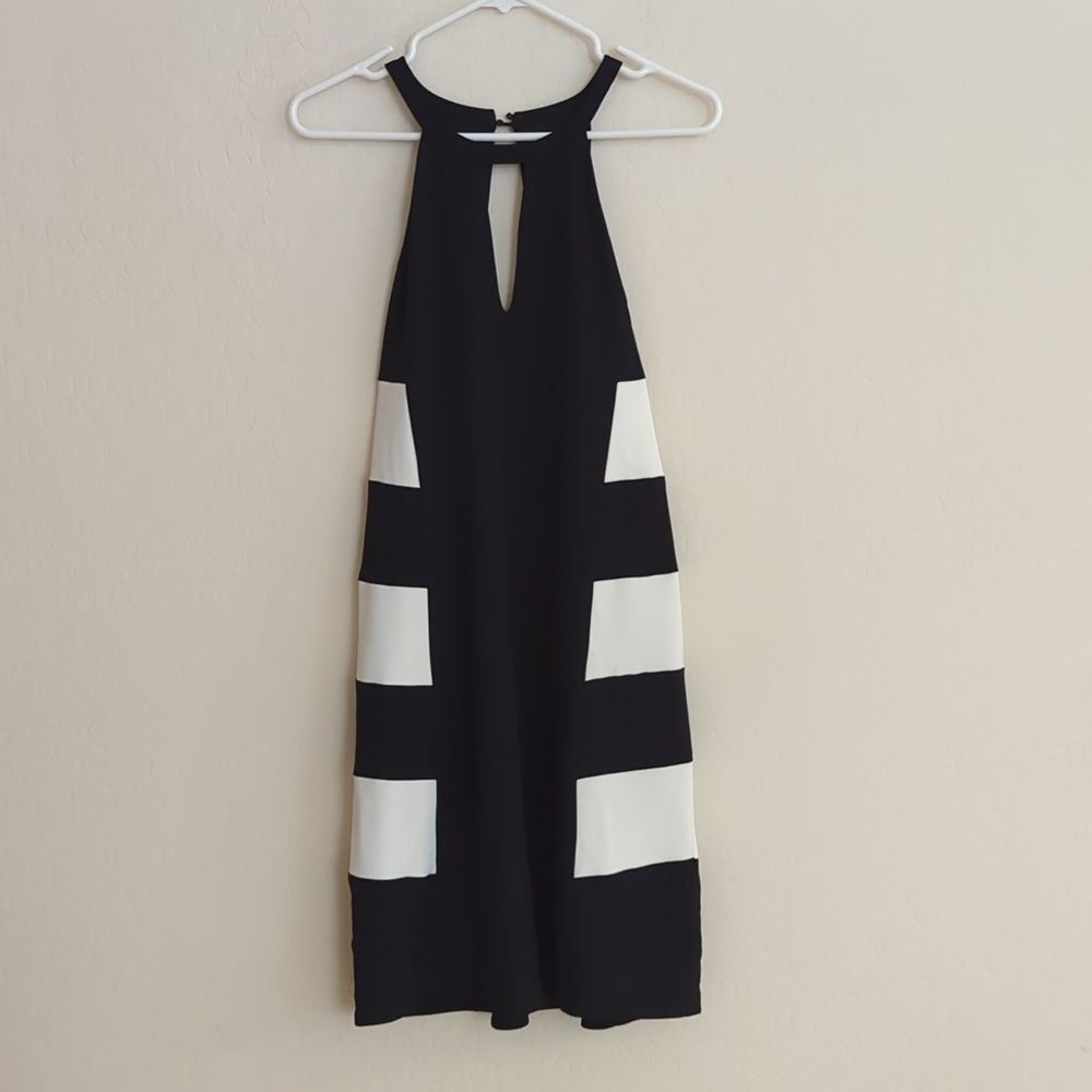 Nwt Parker Black White Colorblock High Neck Dress - Size L